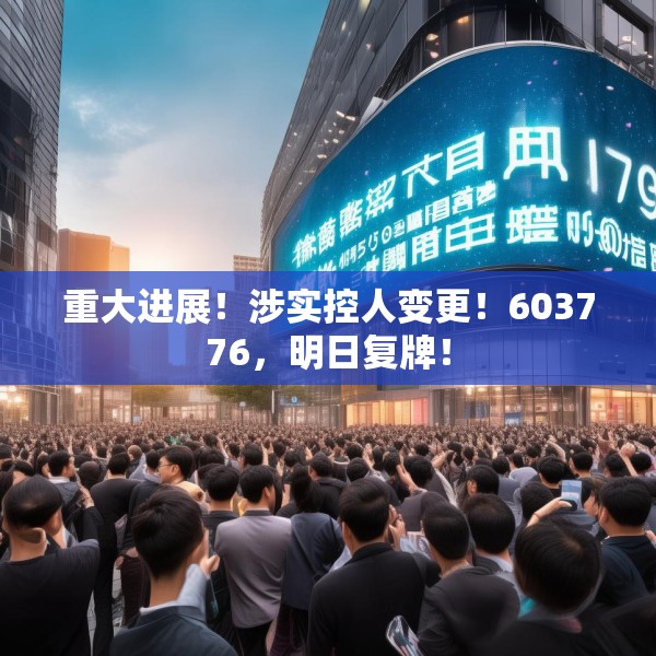 重大进展！涉实控人变更！603776，明日复牌！