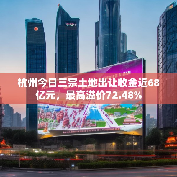 杭州今日三宗土地出让收金近68亿元，最高溢价72.48%