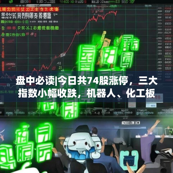 盘中必读|今日共74股涨停，三大指数小幅收跌，机器人、化工板块表现活跃