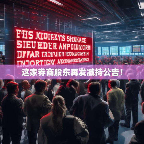 这家券商股东再发减持公告！