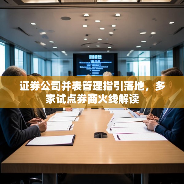 证券公司并表管理指引落地，多家试点券商火线解读