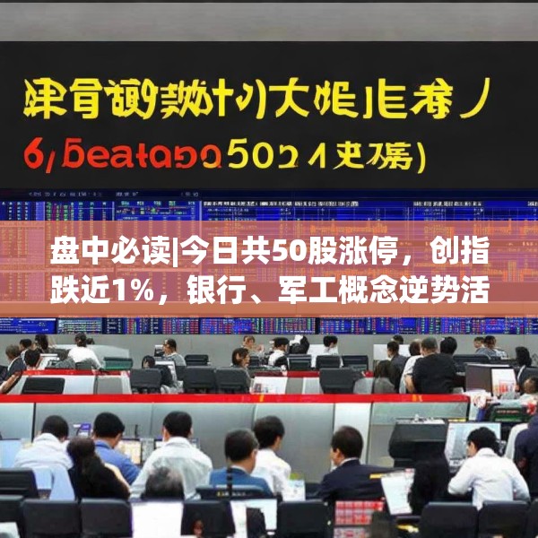 盘中必读|今日共50股涨停，创指跌近1%，银行、军工概念逆势活跃