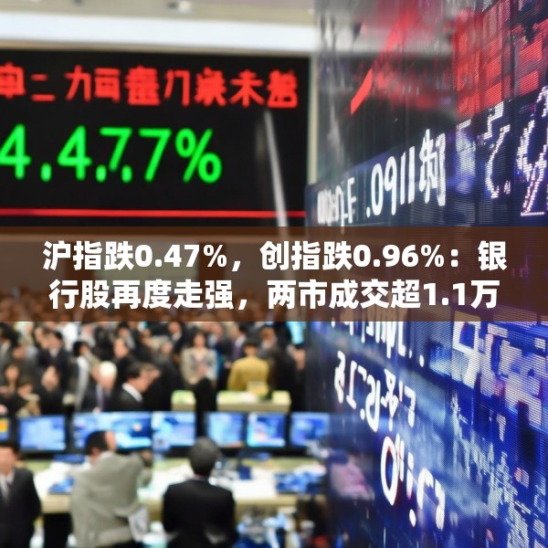 沪指跌0.47%，创指跌0.96%：银行股再度走强，两市成交超1.1万亿元