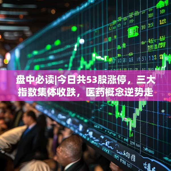 盘中必读|今日共53股涨停，三大指数集体收跌，医药概念逆势走高