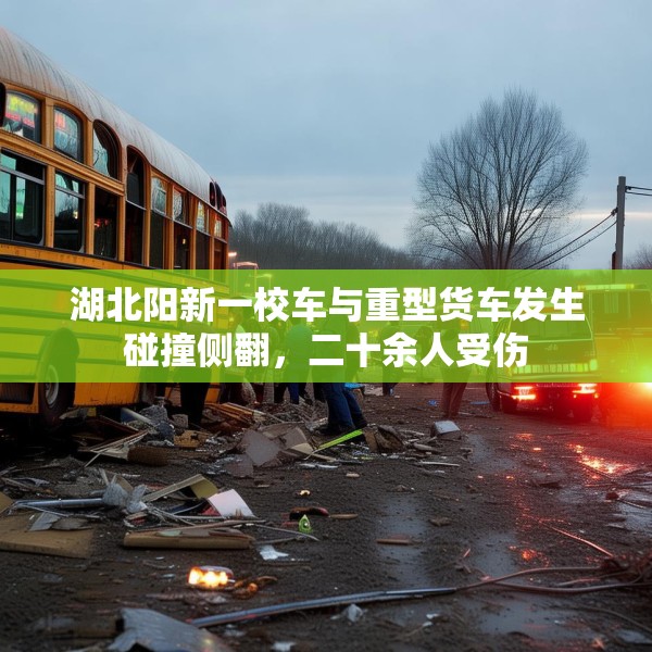 湖北阳新一校车与重型货车发生碰撞侧翻，二十余人受伤