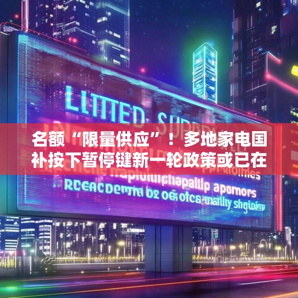 名额“限量供应”！多地家电国补按下暂停键新一轮政策或已在路上