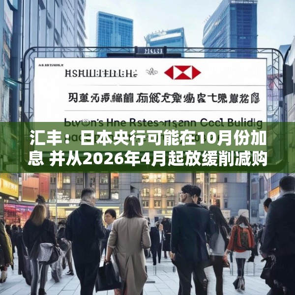 汇丰：日本央行可能在10月份加息 并从2026年4月起放缓削减购债步伐