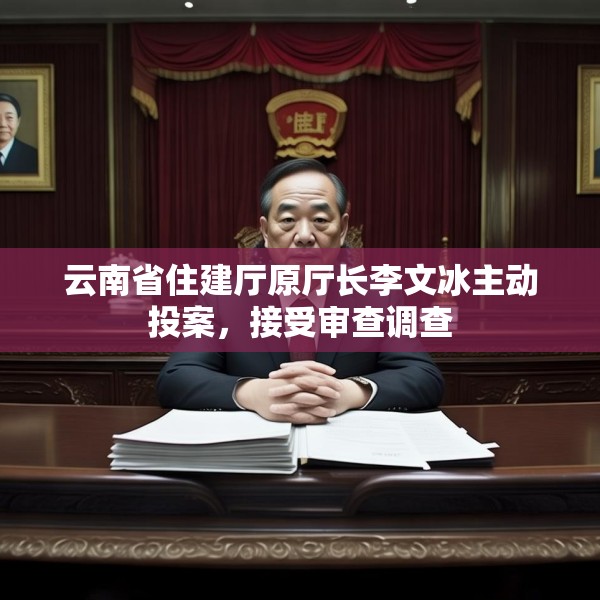 云南省住建厅原厅长李文冰主动投案，接受审查调查