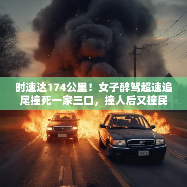 时速达174公里！女子醉驾超速追尾撞死一家三口，撞人后又撞民房
